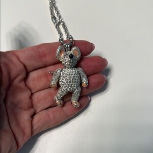 Silver mouse Pendant Necklace